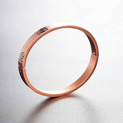 U7 Allah Necklace for Women/Men, 18K Gold Plated Square/Oval/Coin/Heart/Crescent Moon Islamic Pendant Necklace Muslim Jewelry with Chain - color: 10.Bangle Rose Gold
