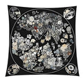 Premium Floral Scarf for Women 35x35 Square Silk Feel-Lightweight Scarves Headscarf Bandanas Wrapping Handbag - color: Botanical Mandala (Black/Monochrome)
