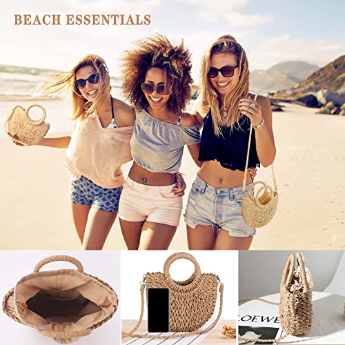 Dailyacc Straw Shoulder Bag For Women Woven Purse Beach Envelope Clutch Straws Wallet | Straw - color: Tote Bag - Beign