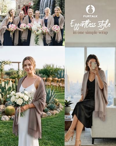 FURTALK Pashmina Shawl Wraps for Women Evening Dresses Blanket Scarves Fashion Scarf Wedding Gifts - color: Shrimp