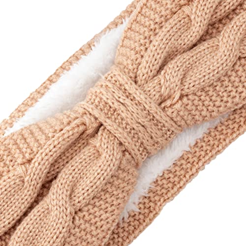 DRESHOW Crochet Ear Warmer Headband Soft Knit Chunky Turban Stretch Thick Headbands Warmer Fuzzy Head Wrap for Women - color: 1 Pc Double Twist: Pink