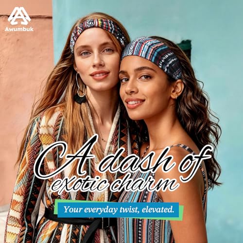 Awumbuk Wide Headbands for Women Knotted No Slip Head Bands Soft Turban Headband Hair Accessories Boho African Solid Color Head Wraps for Women Yoga Workout (Cyan) - color: Cyan