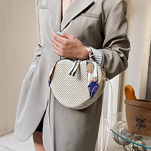 Goclothod Women Crochet Fringed Shoulder Bag Cotton Tassel Crossbody Bag Hippie Beach Purse - color: W-cream