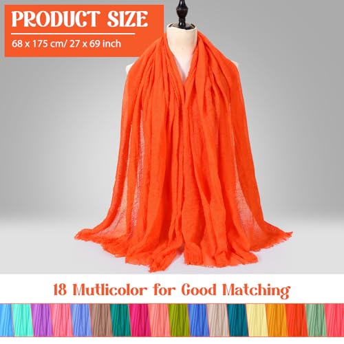 Yahenda 18 Picees Women Scarfs Shawl Hijab Soft Cotton Hemp Long Scarf Head Wraps for Women, 27 x 69 Inches - color: Fresh Color