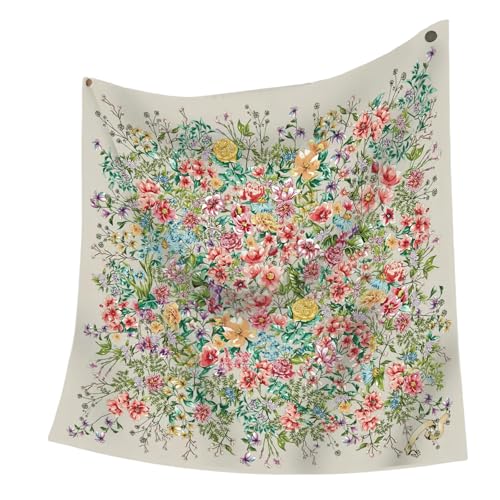 Premium Floral Scarf for Women 35x35 Square Silk Feel-Lightweight Scarves Headscarf Bandanas Wrapping Handbag - color: Apricot