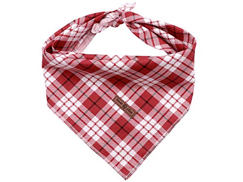 Lionet Paws Christmas Dog Bandana Washable Cotton Handkerchief Scarf Triangle Bandana for Small Medium Large Dogs Red Grid - color: Red Grid, size: Small (Pack of 1)