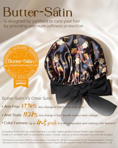 YANIBEST Adjustable Satin Bonnet for Sleeping Women Double Layer Hair Wrap Reduce Friction Prevent Frizz Natural Curly Hair - color: Toucan