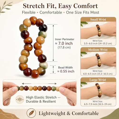 Fidget Bracelet Natural Bodhi Seeds Beaded Bracelets Zen Fidget Stretch Bracelets Alleviate Anxiety Stress Protection Healing Bodhi Jewelry Gifts for Women Men - color: C2:Fidget Bracelet