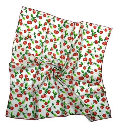 Shanlin Unisex Floral Cotton Square Scarf Bandanas 22x22 inch - color: Cherry-white