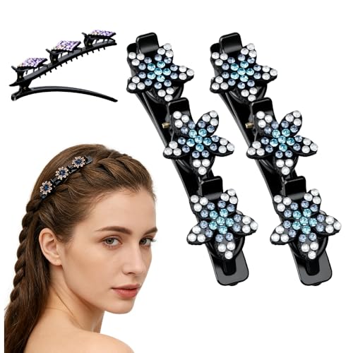 Sparkling Crystal Stone Braided Hair Clips, 2026 New Rhinestone Hair Clips Hair Braid Clips, Girls/Women Hair Accessories for Styling Sectioning (7#) - color: 7#