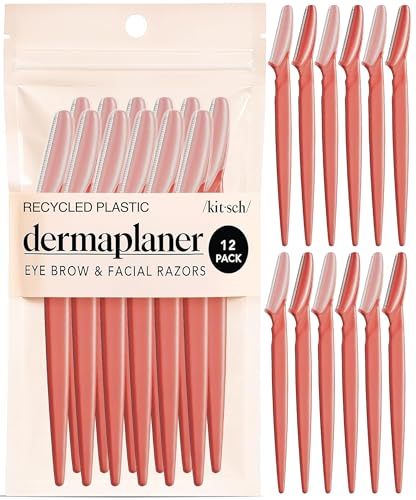 Kitsch Dermaplane Razor for Women Face – Face Razors for Women & Men, Eye Brow Razors & Face Shaver – Exfoliating Facial Razor & Dermaplaner as Skin Care Tool for Smoother Skin - Coral, 12 pcs - color: Coral, size: 12 Count (Pack of 1)