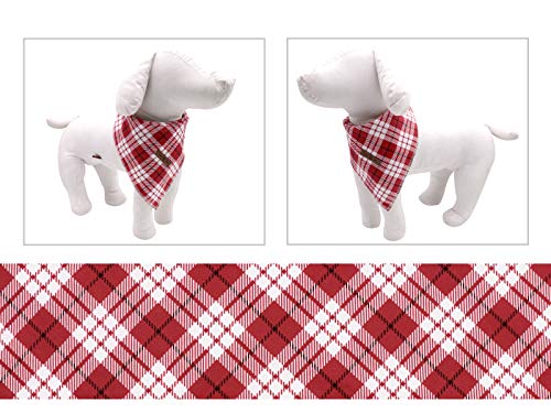 Lionet Paws Christmas Dog Bandana Washable Cotton Handkerchief Scarf Triangle Bandana for Small Medium Large Dogs Red Grid - color: Red Grid, size: Small (Pack of 1)