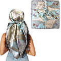 Hexchasty 35”Head Scarf Satin Silk Like Hair Scarf Large Square Head Scarves Bandana Head Wraps Headscarfs for Women Green - color: C-light Blue