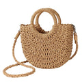 Womens Straw Beach Bag Woven Crossbody Shoulder Bags Top Handle Satchel Handbag Purse for Summer - color: Brown