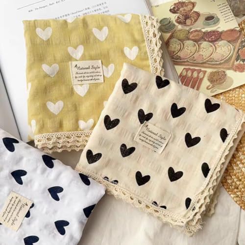Soft Cotton Like Lace Bandana Headband, Head Wrap, Protective Coverage, Hair Neck Scarf for Women 24 x 24 inch - color: Cas029 - Heart Y