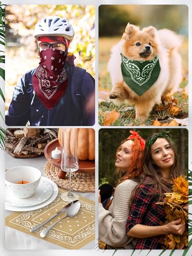Unittype 36 Pieces Paisley Bandana Cowboy Bandanas Sports Novelty Headband Square Scarf Outdoor for Western Party Costume - color: Harvest Color, style: Simple Style