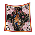 Premium Floral Scarf for Women 35x35 Square Silk Feel-Lightweight Scarves Headscarf Bandanas Wrapping Handbag - color: Tiger