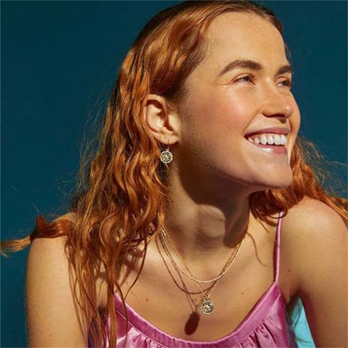 MALOYANVE Vintage Sun and Moon Drop Dangle Earrings for Women Unique lightweight Handmade Retro Boho Antiqued Gold Silver Round Coin Earrings for Women Jewelry - color: Gold Earrings and Necklace