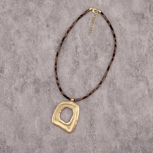 JAOYU Bohemian Necklaces for Women Leather Necklace Wood Pendant Choker Long Brown Necklace Chunky Circle Boho Hippie Jewelry - style: Boho Style Choker