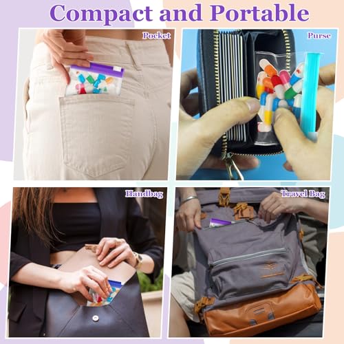 39 Pcs Pill Pouchs Zippered Pill Bags for Travel Reusable with 28Pcs Small Pill Organizer Pouches and 10pcs Sticker for Medicine Organizer Bags