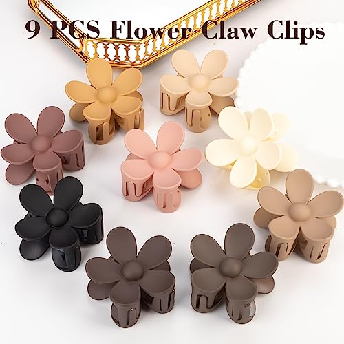 9 PCS Matte Hair Clips Set: Large Non-Slip Metal Claw Clips for Women's Thick & Thin Hair, 9 Styles with Strong Hold in Brown Color - color: A-Natural color
