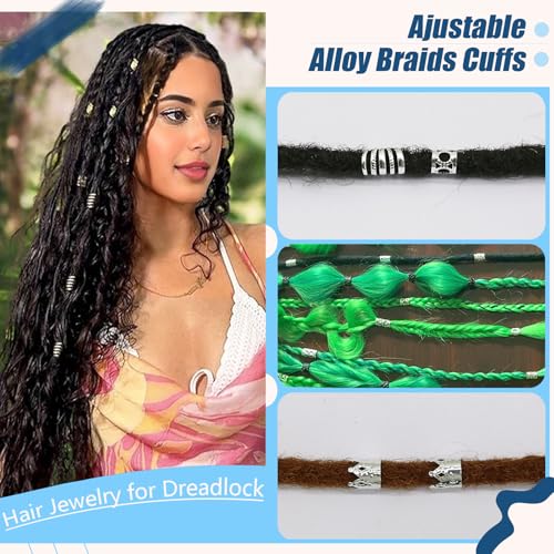 280 Pcs Silver Hair Jewelry for Braids Dreadlock Locs Metal Hair Clips Accessories for Women,Adjustable Hair Cuff Coils Rings Charms Braiding Decoration - color: Silver-280pcs