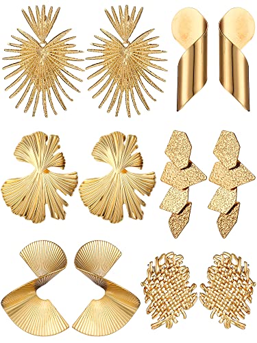 Glenmal Gold Statement Earrings for Women Large Gold Geometric Earrings Woven Twisted Leaf Earring Jewelry Gift - style: Leaf Style