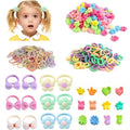 300 PCS Hair Ties Set Baby Toddlers, No Damage Baby Hair Ties, Mini Claw Clips, Flower Bow Elastic Scrunchies, Multi color Colorful Elastic Hair Ponytail Holder Hair Accessories for Baby Girls Kids