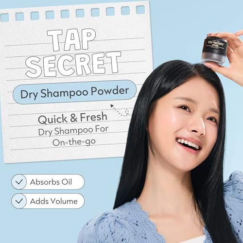 I DEW CARE Tap Secret Mattifying Dry Shampoo Powder - Hydrating Dry Scalp Shampoo for Oily Hair with Biotin & Black Ginseng - Travel Size & Vegan-Friendly Korean Hair Care 0.24oz (Black V2) - color: Black, size: 0.24 Ounce (Pack of 1)