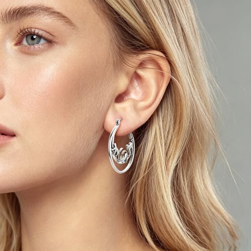 NARMO 925 Sterling Silver Hoop Earrings for Women Hypoallergenic Lightweight Simple Huggie Hoop Earrings Twisted Hoop Earrings Colorful Cubic Zirconia Hoop Earrings Rainbow Hoop Earrings - color: Cat Life