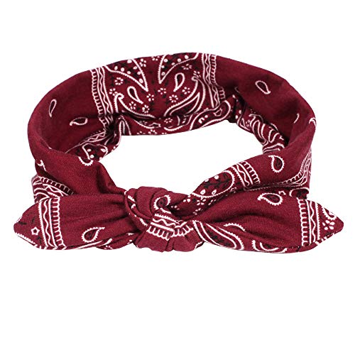 6 Pack Elastic Women Bandana Headbands boho Rabbit Ear Headwrap Bow Headbands Bandana hair bandanas for women (6 Colors Flower Printed Hairband) - color: 6 Colors Flower Printed Hairband