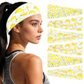YARIEW 6Pcs Headbands Paisley Bandanas Head Bands Sweat Band Hair Wrap Headwrap Fashion Boho Wide Thick Workout Yoga Elastic Headbands Mens Cooling Running Sports Headband Sweatbands for Women and Men - color: Yellow Banana