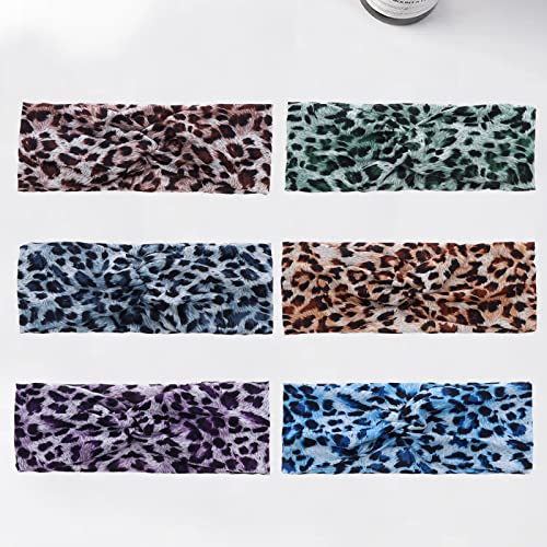 Woration Headband Yoga Leopard Print Cross Wide Elastic Headwear Head Wrap Hairband Twist Turban Knot Headwrap Hair Accessories for Women, Girls - Green - color: Leopard D