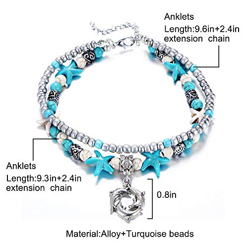 Fesciory Puka Shell Anklet for Women Summer Natural Cowrie Adjustable Ankle Bracelet, Handmade Boho Hawaiian Beach Seashell Jewelry - color: C:Dolphin