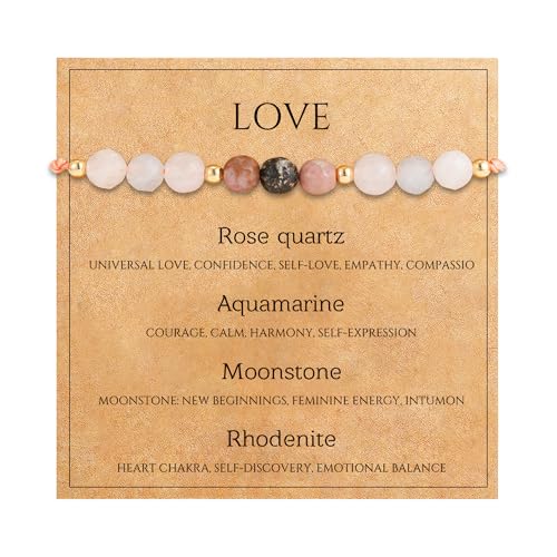 Empath Anxiety Calming Protection Bracelets Gifts for Her, Natural Healing Natural Stone Beaded Bracelet Healing Bracelets Jewelry for Women - color: LOVE