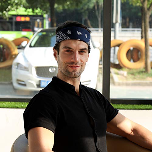 Cotton Bandanas for Men & Women Paisley Cowboy Bandana Handkerchiefs for Hair 22x22 - color: 3pcs Navy