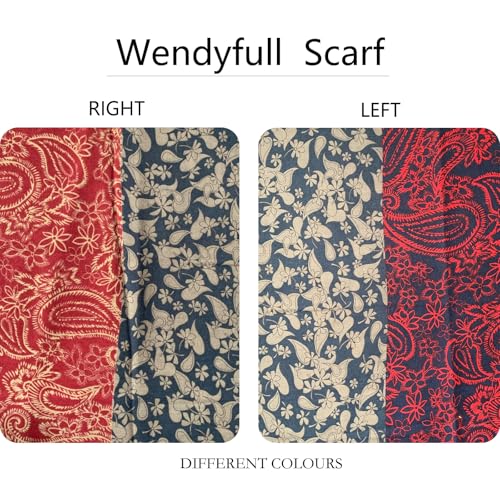 Paisley Pashmina Feel Shawls Wraps for Women Rave Scarf Soft Silky Exotic Boho All Seasons - color: Red
