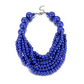 COLORFUL BLING Boho African Wooden Beaded Strands Necklace Ethnic Layered Chunky Collar Choker Wood Necklace for Women Hip Hop Statement Jewelry - color: dark blue