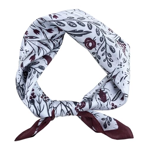 Women's Small 21 inch 100% Silk Scarf Bandana for Head Neck Hair | 100% Mulberry Silk Lightweight Designs Gift-Ready Packaging For Hair Fashion 21"x21" Printed - color: 209red White
