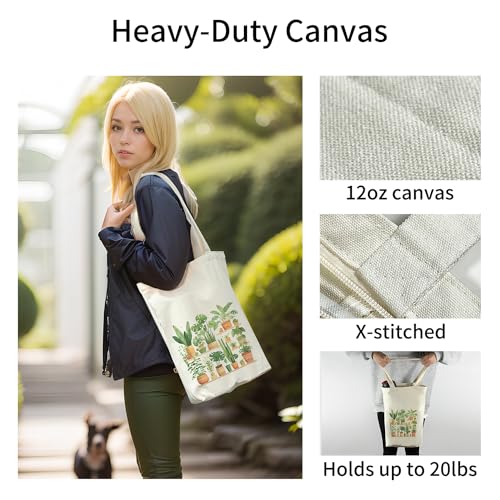 itgowisa Canvas Tote Bag for Women, Tote Bag with Zipper Inner Pocket, Zippered Canvas Bag for Shopping Work Grocery Everyday - style: Green