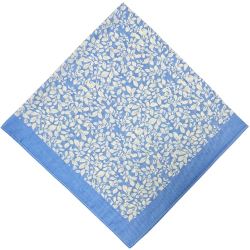 Single Pack Bandanas 60s Premium Cotton Soft Thin Handfeel Large Handkerchief for Men and Women - color: Leaves