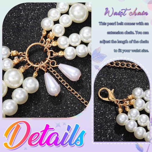 Asooll Pearl Waist Chain Layered Rave Fashion Beach Body Jewelry Chains for Women