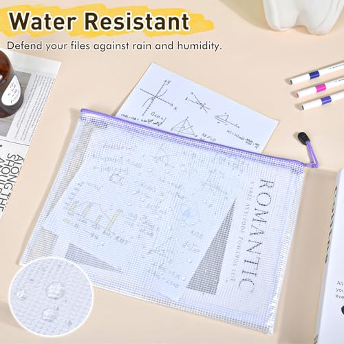 24pcs Mesh Zipper Pouch Bags, A3 Large Size 8 Colors Plastic Zipper Bags for Organizing Storage, Clear Pouches with Zipper, Waterproof Mesh Bags for School Supplies, Home Organize, Travel Storage - style: A3-24pcs