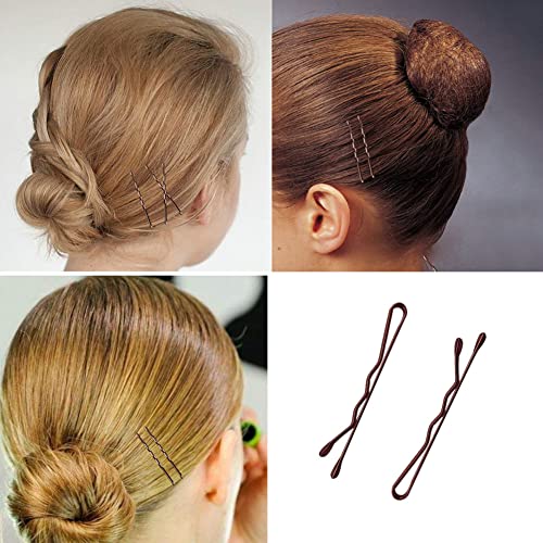220 Count Mini Wavy 1.38 Inch Bobby Pins Brown, YINGFENG Small Hair Bobby Pins with Storage Box for Updos, Metal Hair Clips for Kids, Girls and Women, Suitable for All Hair Types - color: Brown（1.38inch）