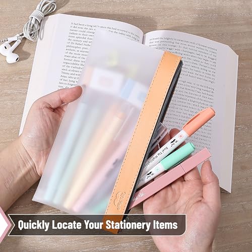 Mr. Pen- Clear Pencil Pouch, 8.50"x4.25", 3 Pack, Durable TPU Material | Medium Water-Resistant Pencil Bags with Smooth Zipper, Multipurpose Clear Pouch for Stationery, School, Office - color: Sunset, size: 3 Pack, Medium