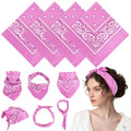 PLULON Bandanas for Men Women 4/12/24/30 Pack, Paisley Pattern Bandana Bulk Headbands Handkerchief Face Mask 100% Polyester - color: Pink