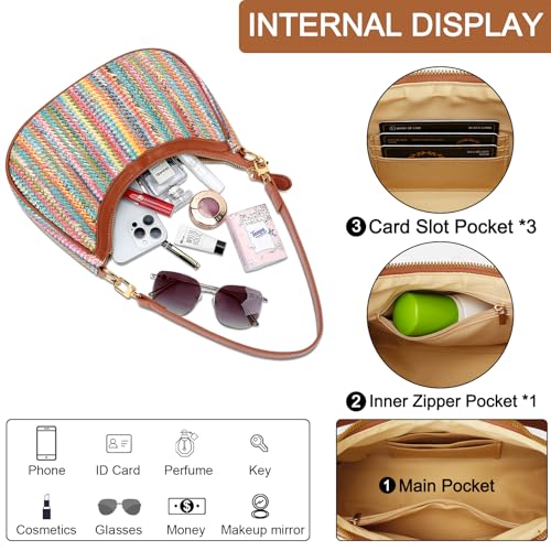 KKXIU Shoulder Bag for Women Cute Hobo Purses and Handbags Retro Clutch Underarm Purse | Cute - color: Colorful