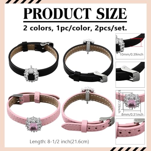 Adjustable Leather Bracelets, Leather Wrap Bracelets Leathers Cuff Bracelet Leathers Wristband for Women for DIY Craft Jewelry Making - style: Square Zirconia