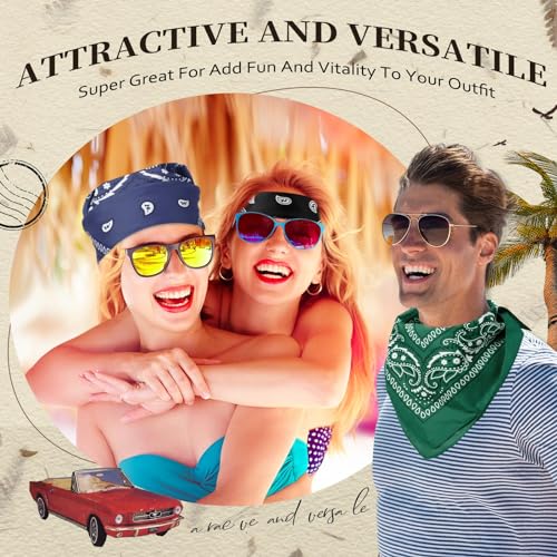 Suhine 24 Pcs Bandanas Bulk for Women Men 22 x 22 Inch Paisley Outdoor Headband Cowboy Handkerchief Summer - color: Black, Navy Blue, Green
