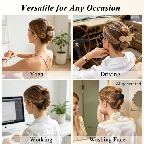 Medium Flat Hair Clips for Women, French Claw Clips Strong Hold for Thick & Thin Hair, Duckbill Hair Clips Non Slip for Driving Yoga - Beige, Light Khaki, Dark Khaki, Black, 4pcs - color: Beige, Light Khaki, Dark Khaki, Black